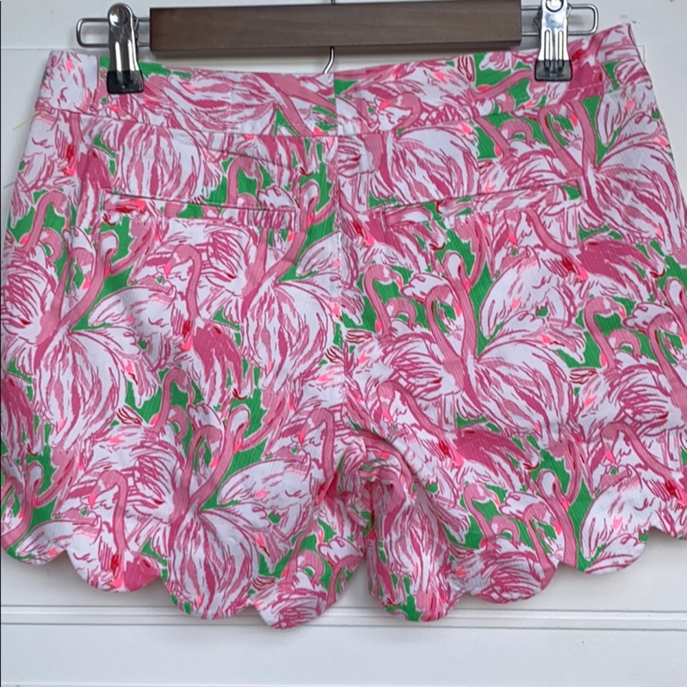 NWT Lilly Pulitzer 5” Buttercup Scallop Stretch Flamingo Shorts 00 - Picture 6 of 9